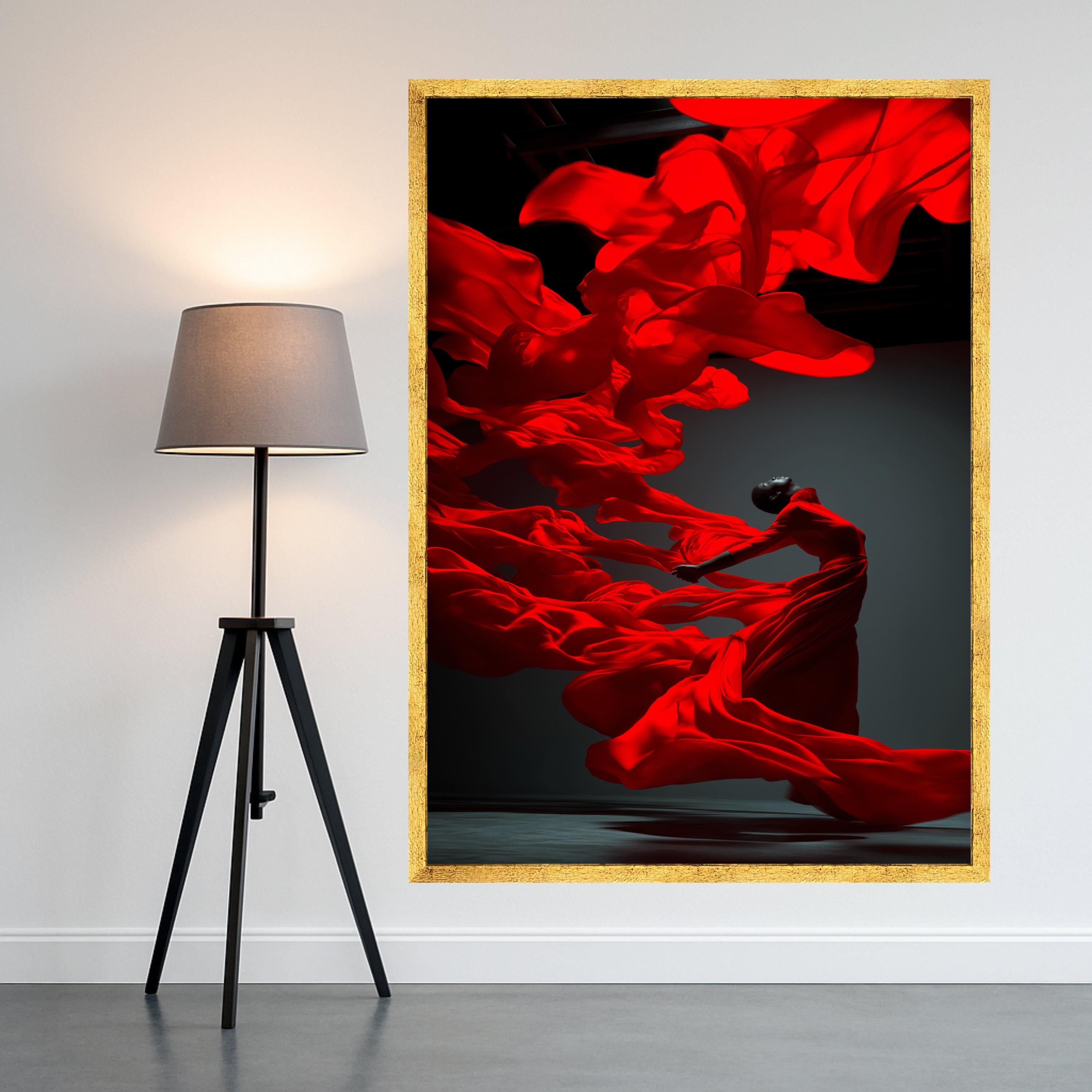 Red Dress Dance Canvas Print – Modern Wall Art Decoration – Elegant Wall Decor – Ready to Hang Canvas Artwork