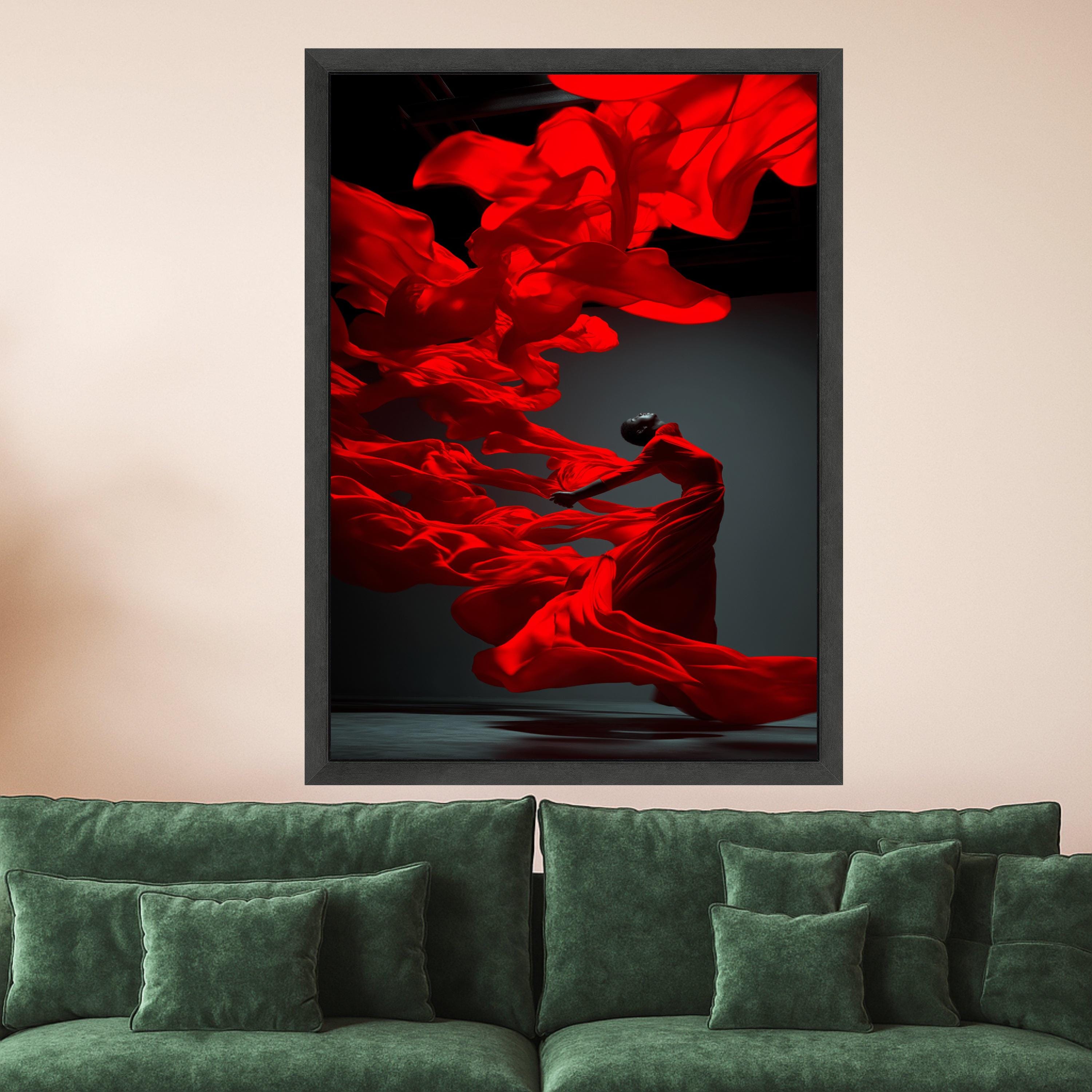 Red Dress Dance Canvas Print – Modern Wall Art Decoration – Elegant Wall Decor – Ready to Hang Canvas Artwork