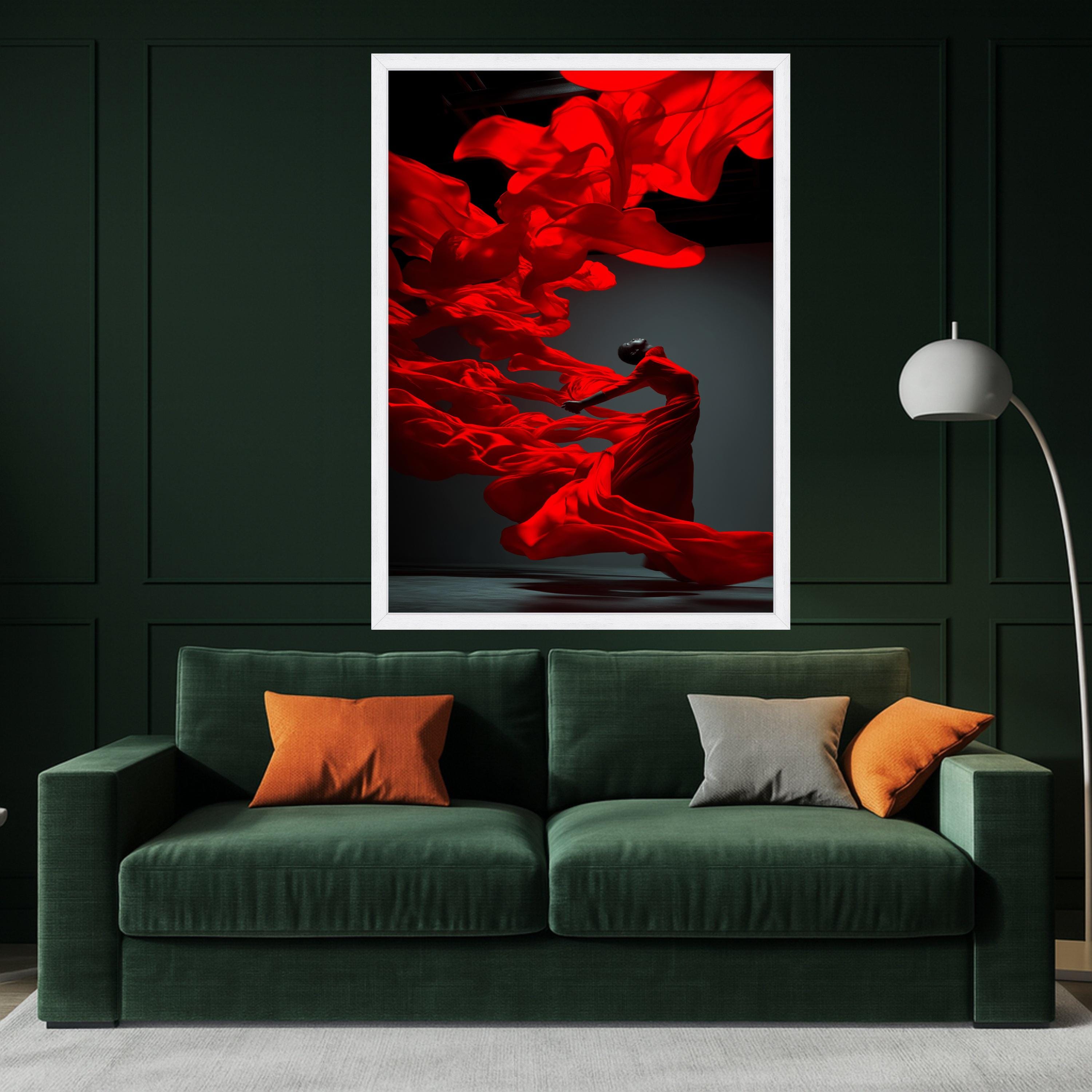 Red Dress Dance Canvas Print – Modern Wall Art Decoration – Elegant Wall Decor – Ready to Hang Canvas Artwork