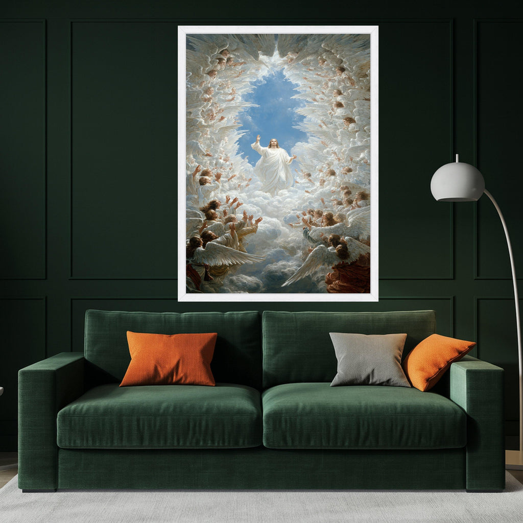Heavenly Jesus Canvas Print – Angelic Religious Wall Art – Christian Wall Decor – Ready to Hang Wall Decoration