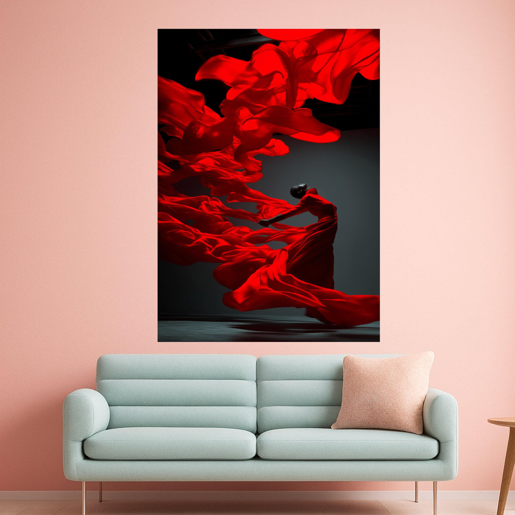 Red Dress Dance Canvas Print – Modern Wall Art Decoration – Elegant Wall Decor – Ready to Hang Canvas Artwork