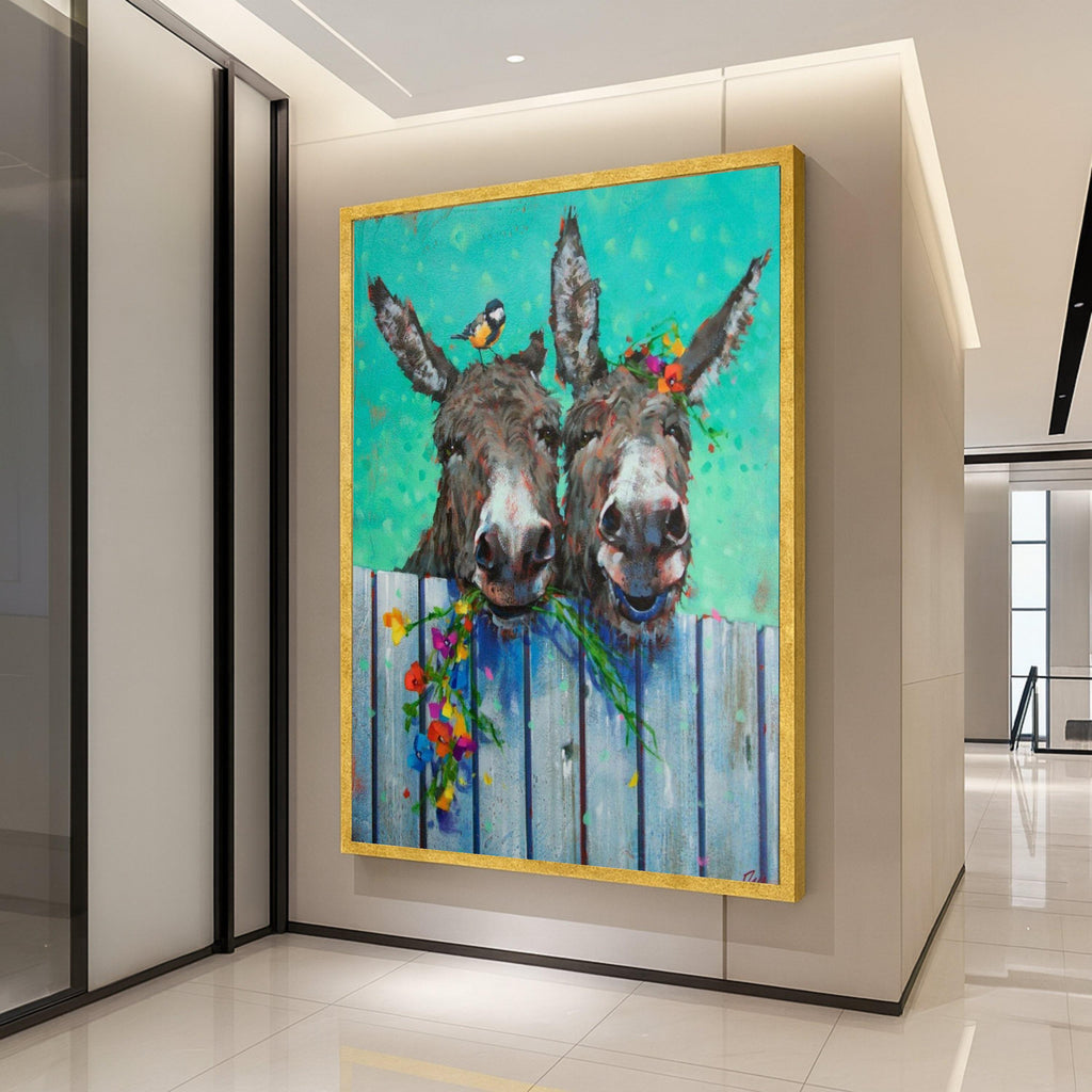 Funny Donkey Duo Canvas Print – Farmhouse Wall Art, Wall Decor, Ready to Hang Animal Wall Decoration