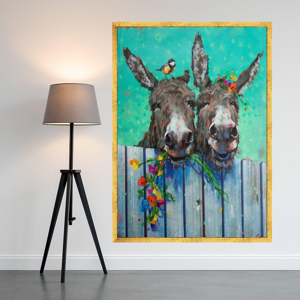 Funny Donkey Duo Canvas Print – Farmhouse Wall Art, Wall Decor, Ready to Hang Animal Wall Decoration