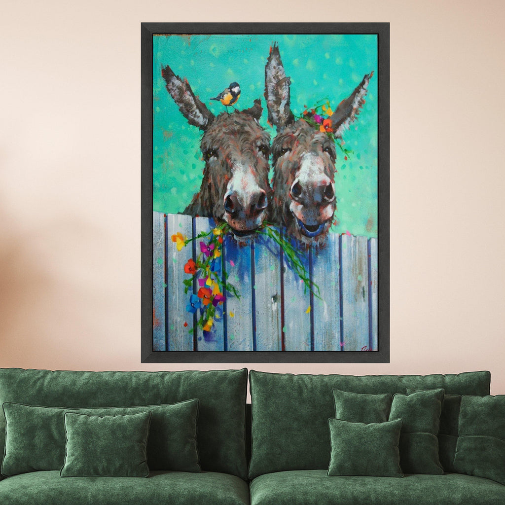 Funny Donkey Duo Canvas Print – Farmhouse Wall Art, Wall Decor, Ready to Hang Animal Wall Decoration