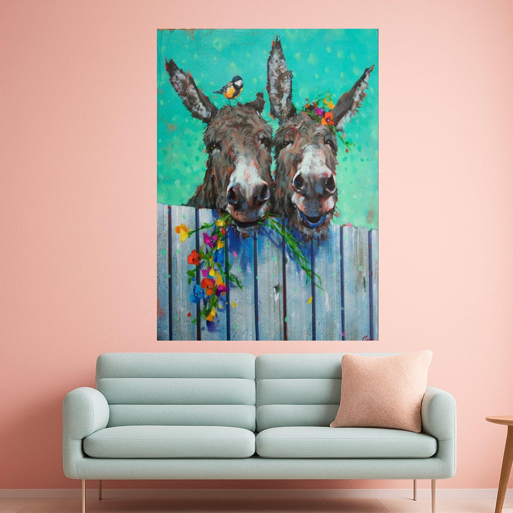 Funny Donkey Duo Canvas Print – Farmhouse Wall Art, Wall Decor, Ready to Hang Animal Wall Decoration
