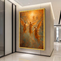 Glowing Angelic Figures Canvas, Heavenly Light Wall Art, Spiritual Abstract Painting, Ethereal Angel Wings Canvas, Ready To Hang,