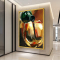 Pouring Wine Still Life Canvas, Abstract Alcohol Art, Wine Glass Painting, Beverage Wall Decor, Modern Kitchen Canvas Art Ready To Hang,