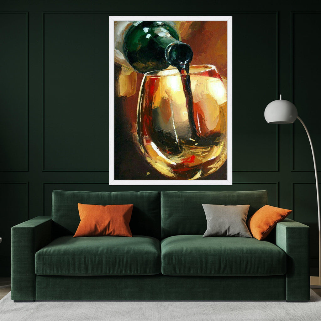 Pouring Wine Still Life Canvas, Abstract Alcohol Art, Wine Glass Painting, Beverage Wall Decor, Modern Kitchen Canvas Art Ready To Hang,