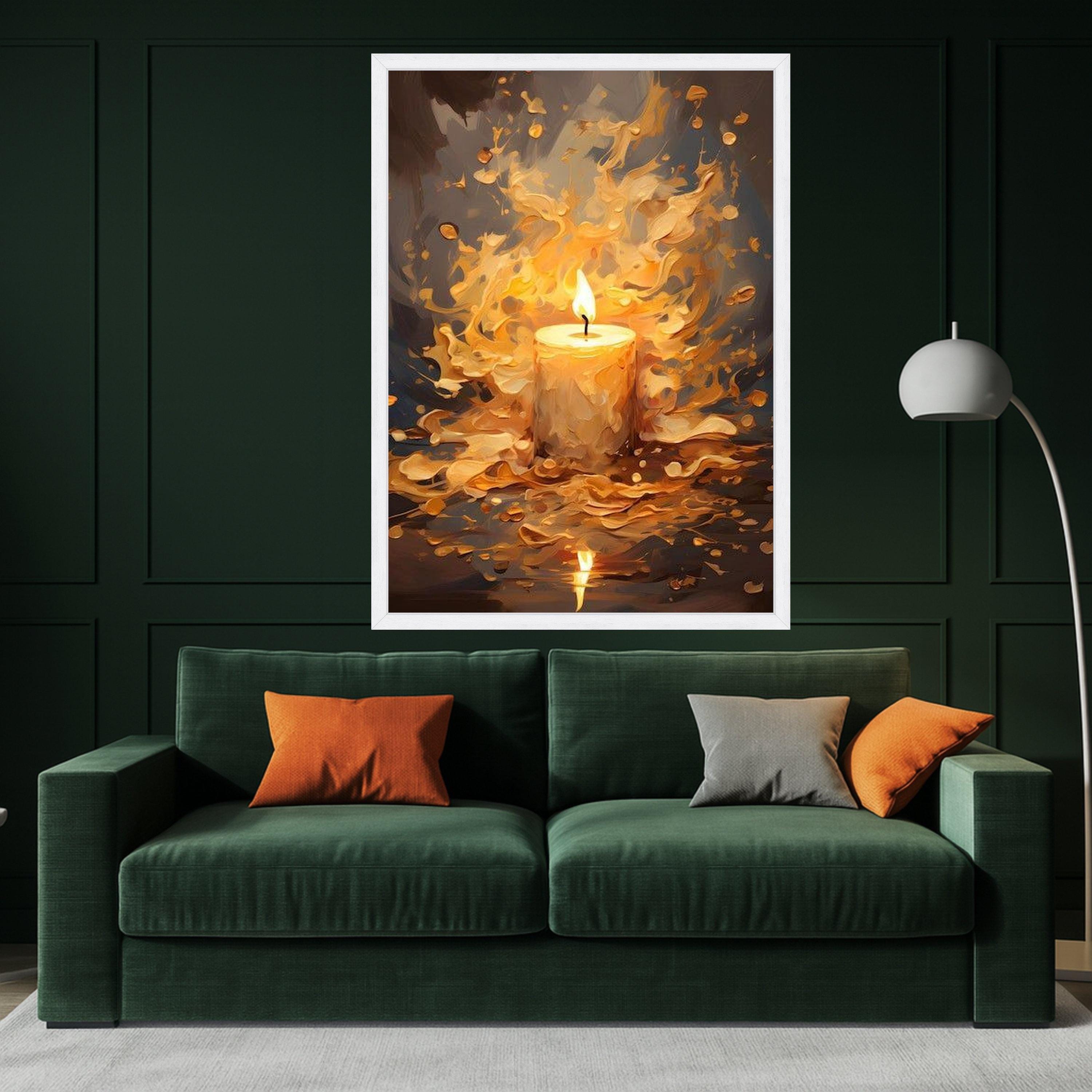 Glowing Candle Flame Canvas, Abstract Warm Light Wall Art, Fire Illumination Canvas, Cozy Home Decor, Ready to Hang Painting Ready To Hang,