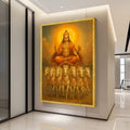 Hindu Sun God Surya Canvas, Spiritual Chariot Wall Art, Mythological Indian Art, Golden Divine Decoration, Meditation Home Ready To Hang,
