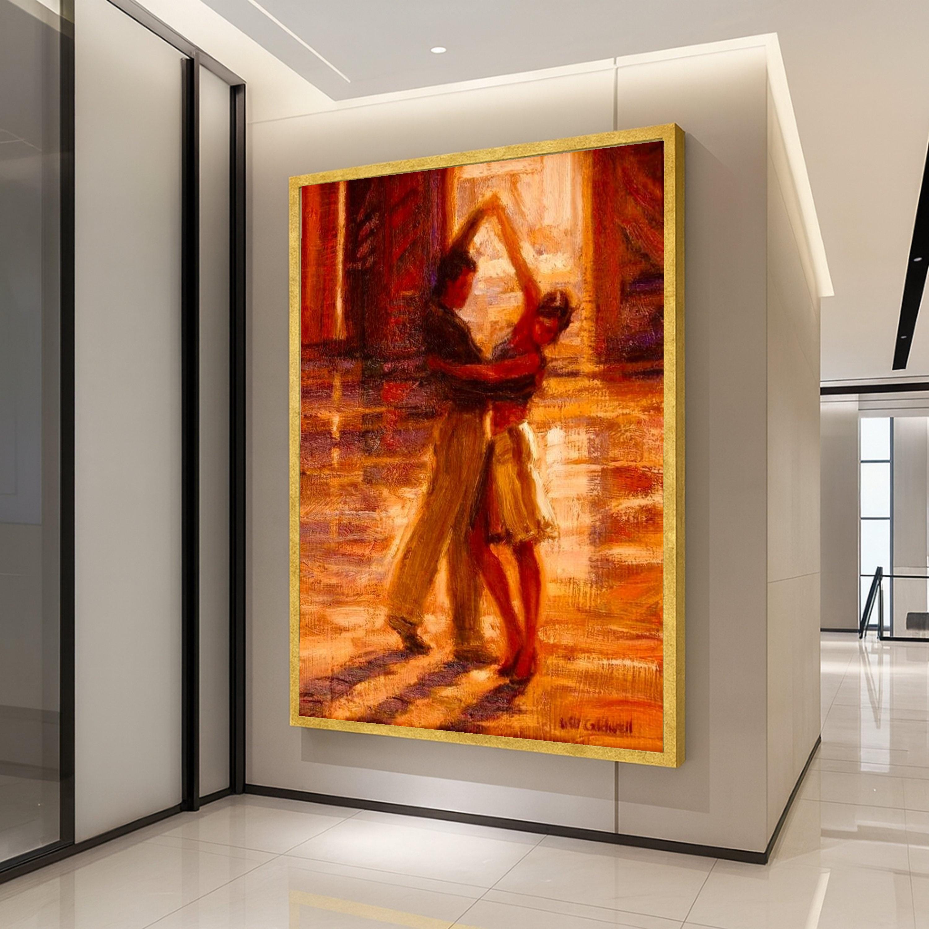Romantic Dance Canvas Print – Impressionist Wall Art Ready to Hang – Warm Tone Wall Decor for Bedroom or Living Room