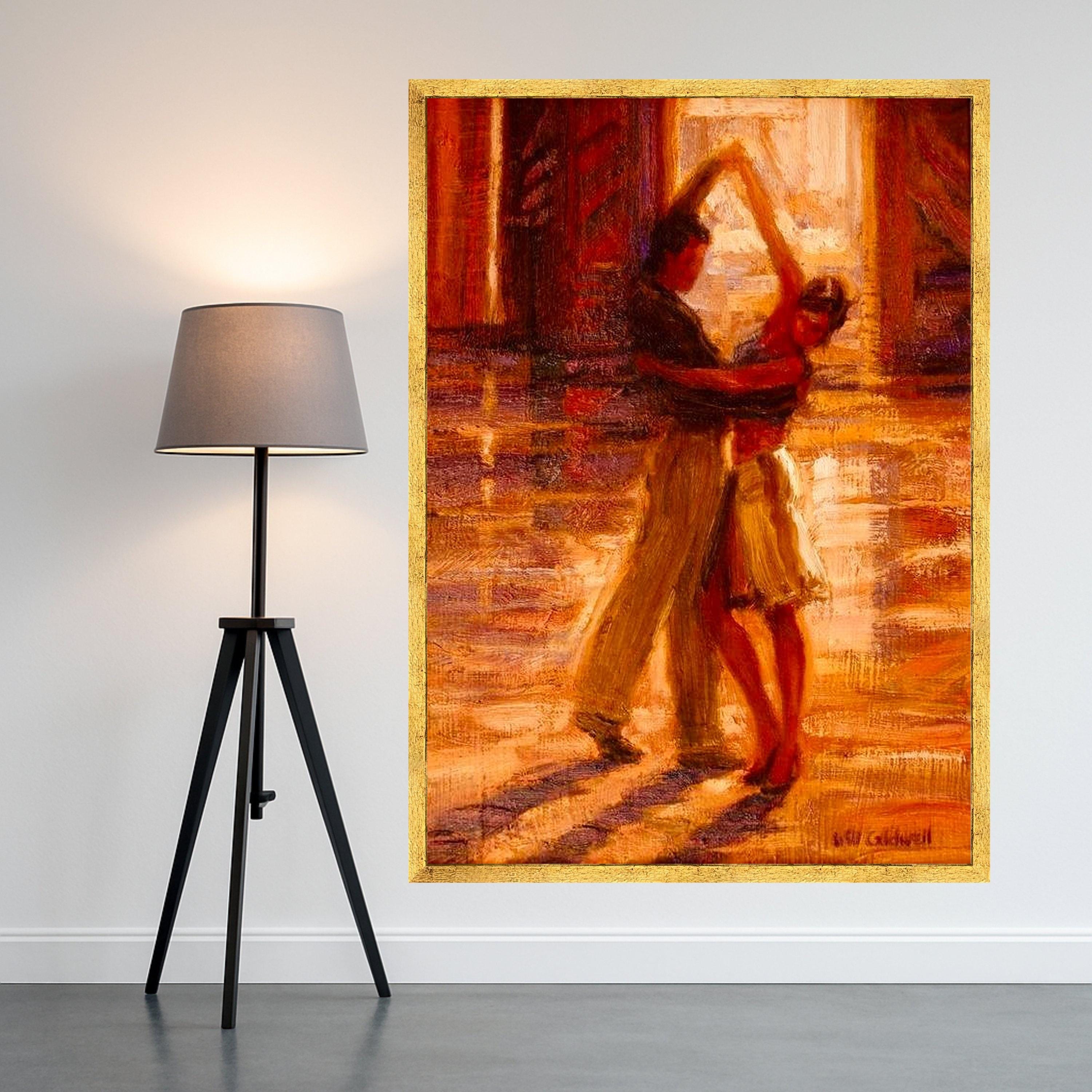Romantic Dance Canvas Print – Impressionist Wall Art Ready to Hang – Warm Tone Wall Decor for Bedroom or Living Room