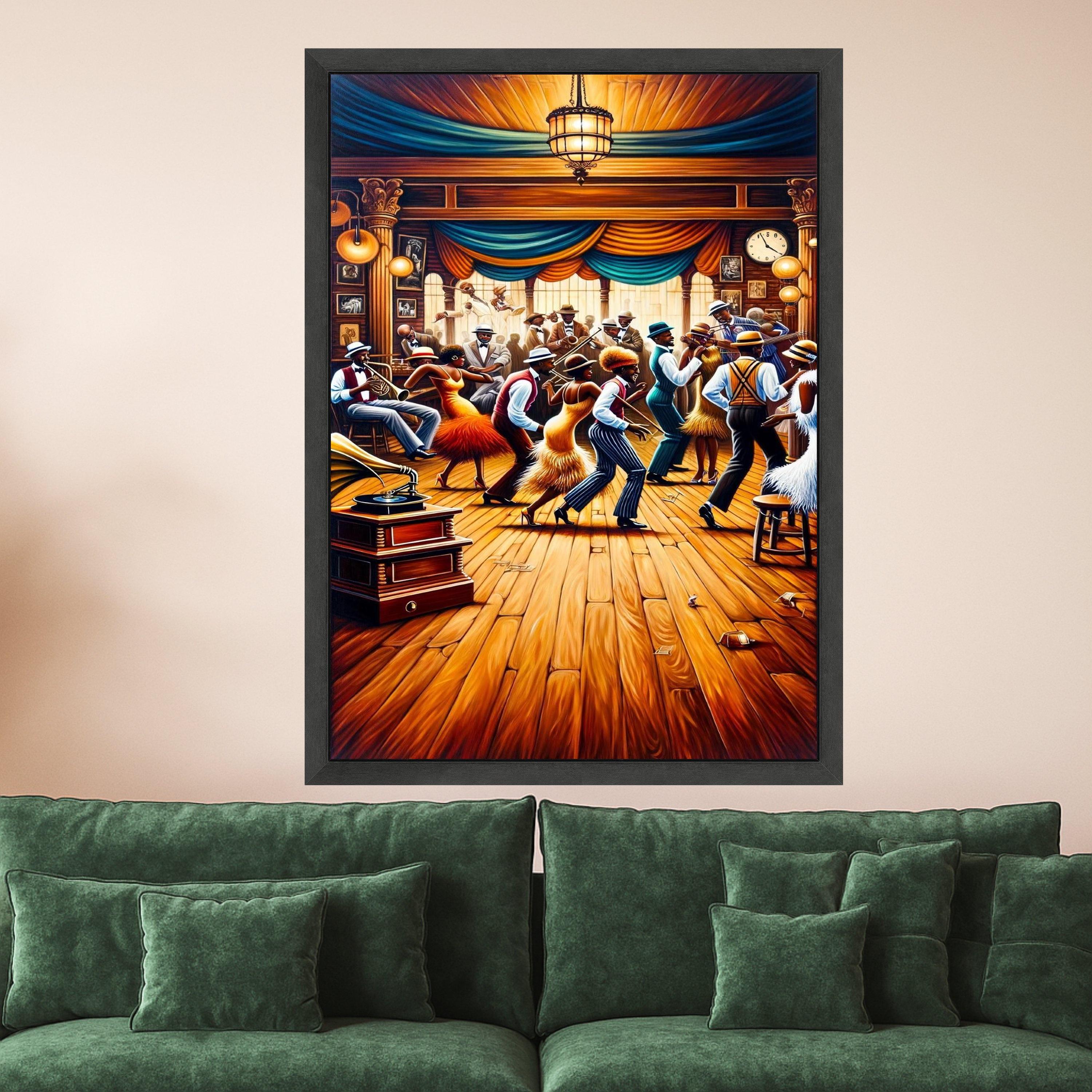 Vintage Jazz Dance Party Canvas, Retro Swing Dance Scene, 1920s Flapper Style Wall Art, Musical Celebration Canvas, Harlem Ready To Hang,