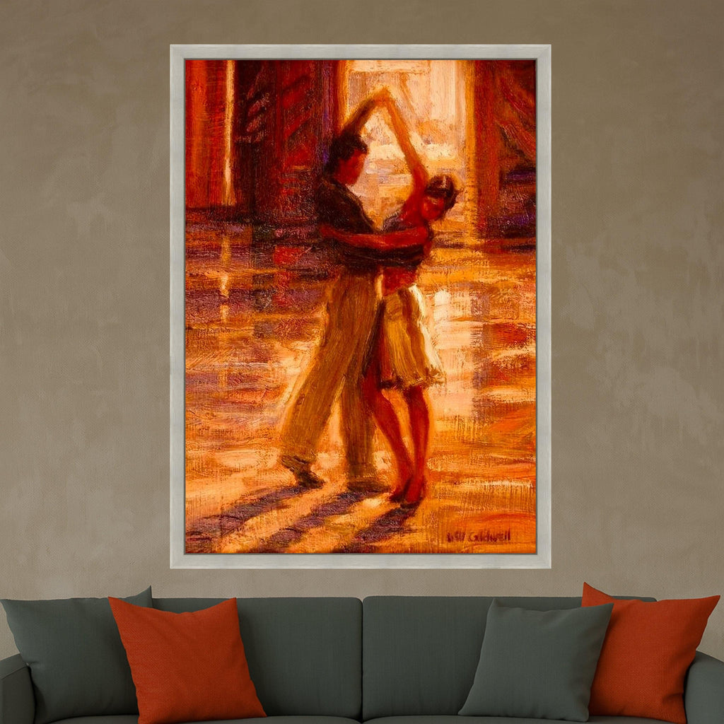 Romantic Dance Canvas Print – Impressionist Wall Art Ready to Hang – Warm Tone Wall Decor for Bedroom or Living Room