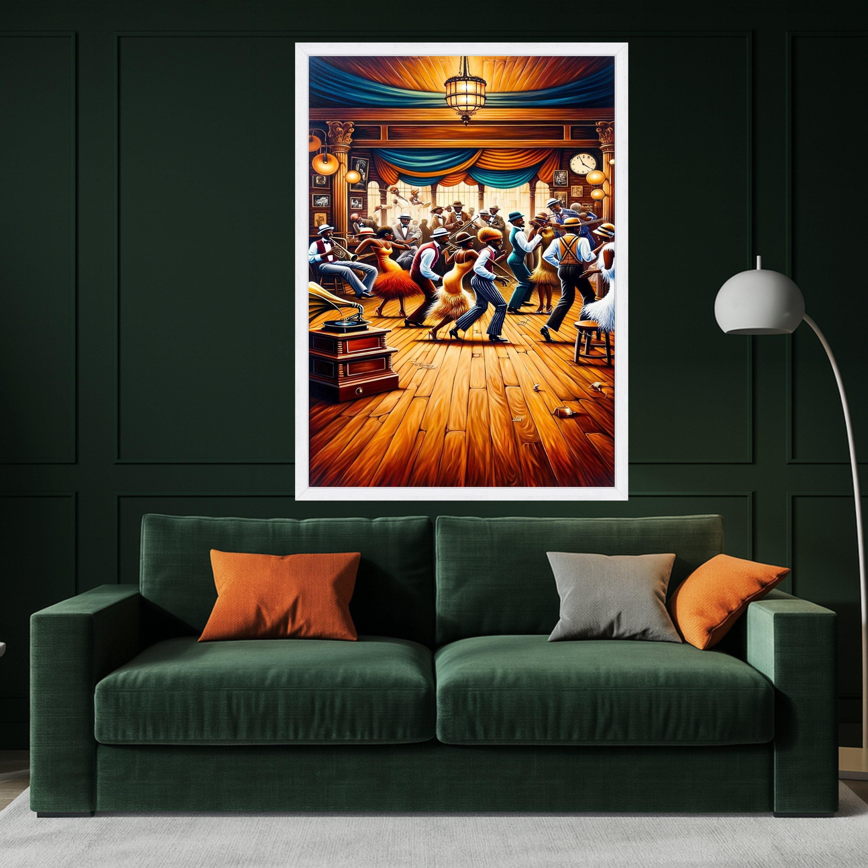 Vintage Jazz Dance Party Canvas, Retro Swing Dance Scene, 1920s Flapper Style Wall Art, Musical Celebration Canvas, Harlem Ready To Hang,