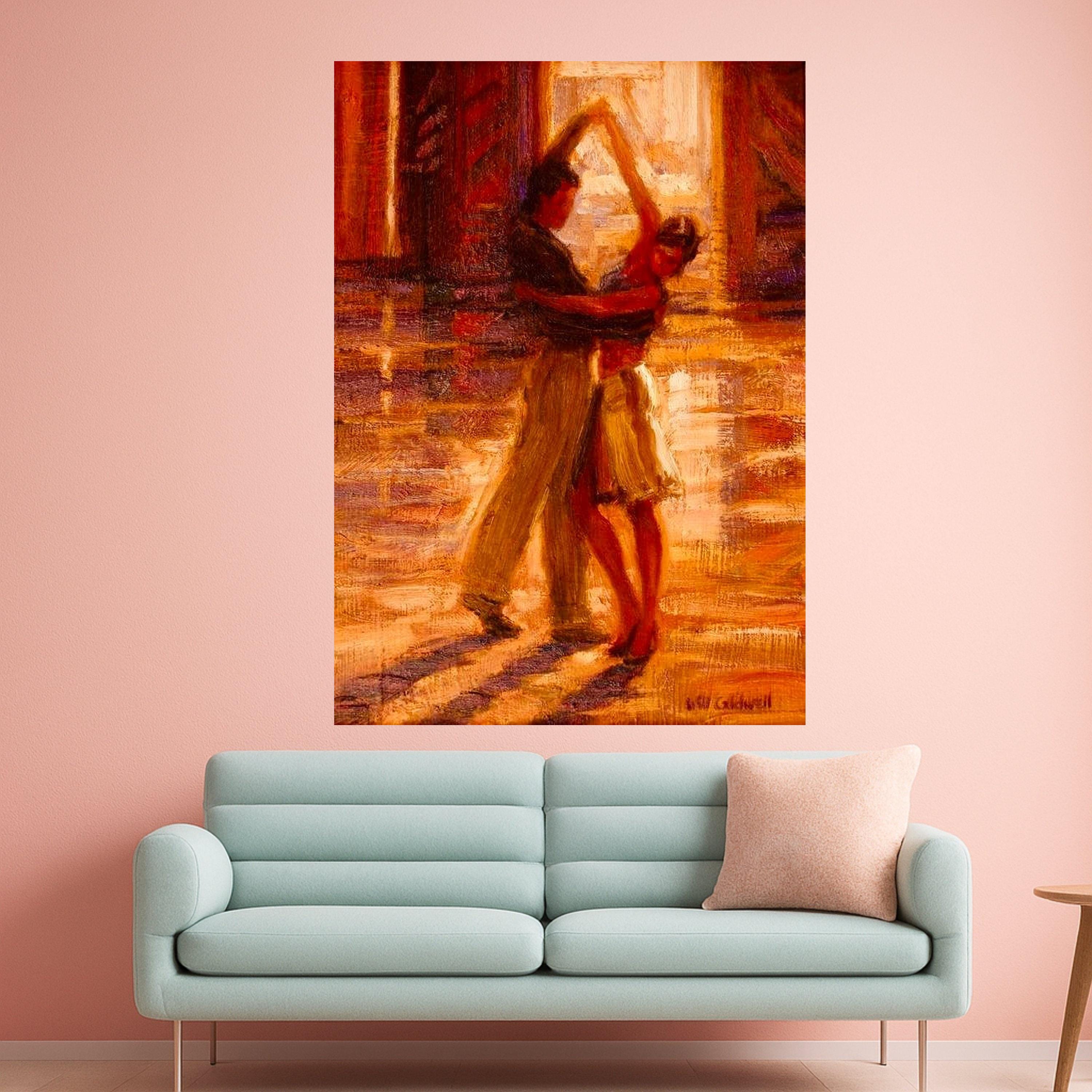 Romantic Dance Canvas Print – Impressionist Wall Art Ready to Hang – Warm Tone Wall Decor for Bedroom or Living Room