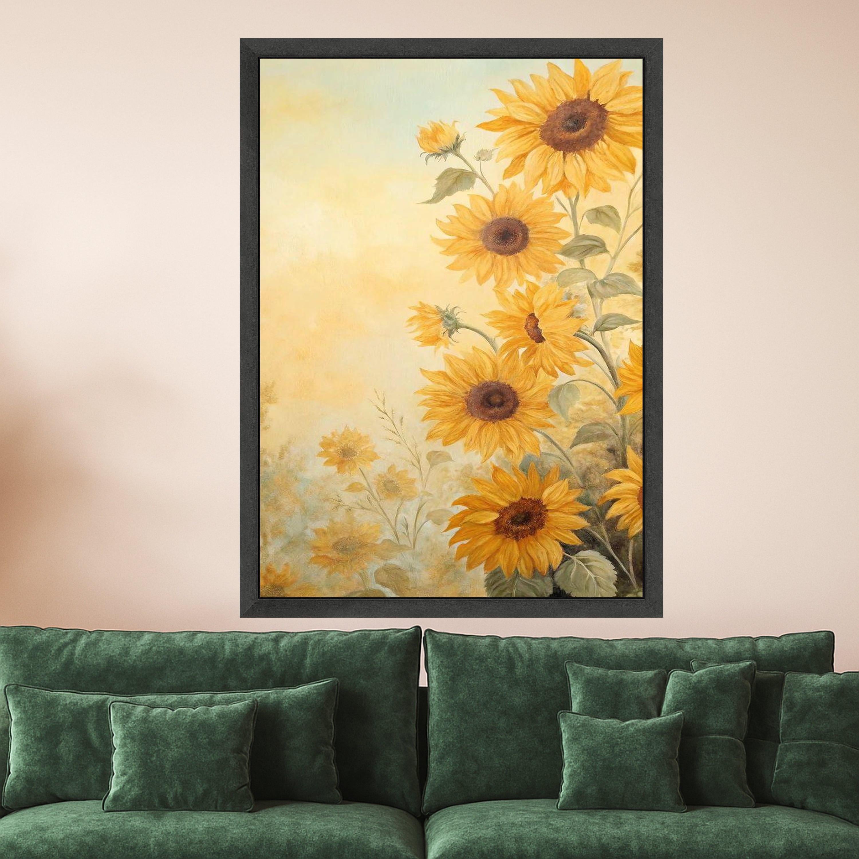 Bright Sunflower Bouquet Canvas, Floral Wall Art, Nature Painting Print, Yellow Sunflower Canvas, Farmhouse Decor, Ready to Ready To Hang,