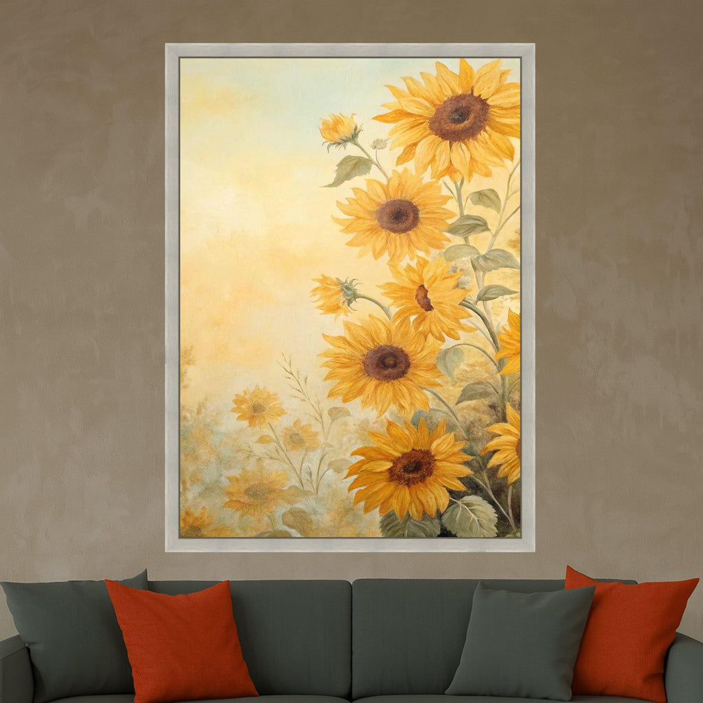 Bright Sunflower Bouquet Canvas, Floral Wall Art, Nature Painting Print, Yellow Sunflower Canvas, Farmhouse Decor, Ready to Ready To Hang,