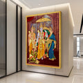 Vibrant Ram Darbar Canvas Print – Hindu Wall Art, Ready to Hang Religious Wall Decor, Indian Temple Style Wall Decoration
