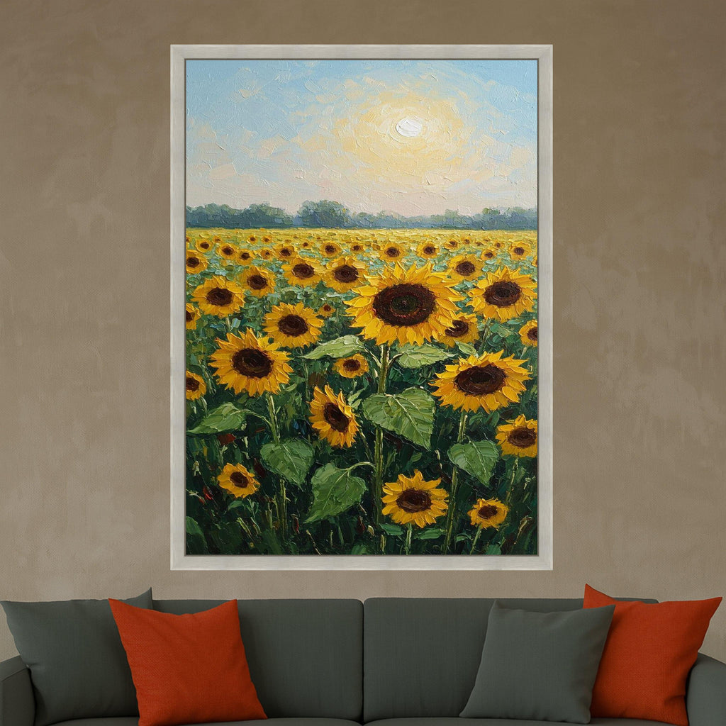 Sunflower Field Canvas Print – Bright Nature Wall Art, Ready to Hang Botanical Wall Decor for Living Room, Bedroom or Office