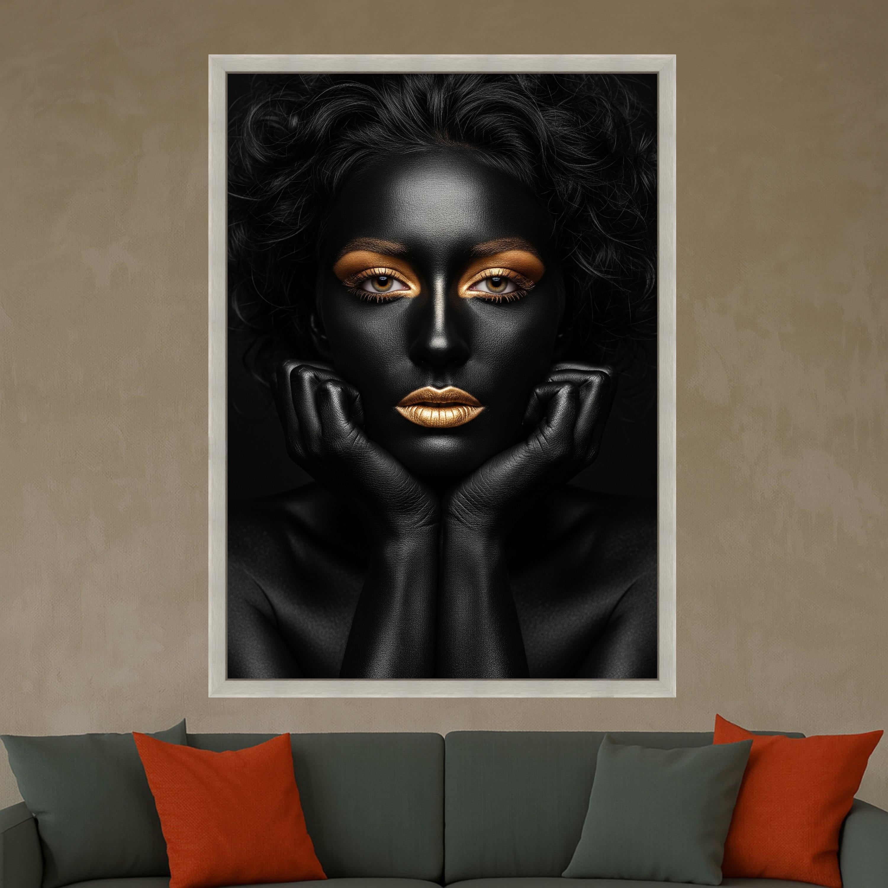 Black and Gold Portrait Canvas Print – Glam Wall Art, Modern Luxury Wall Decoration, Bold Fashion Wall Decor, Ready to Hang Canvas