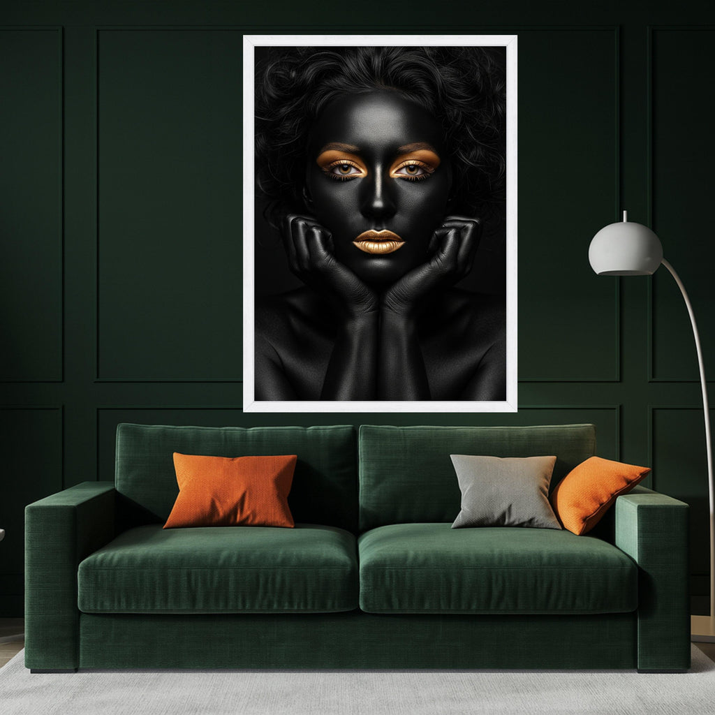 Black and Gold Portrait Canvas Print – Glam Wall Art, Modern Luxury Wall Decoration, Bold Fashion Wall Decor, Ready to Hang Canvas