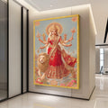 Goddess Durga Canvas Print – Hindu Wall Art with Lion, Spiritual Wall Decoration, Indian Religious Wall Decor, Ready to Hang Canvas