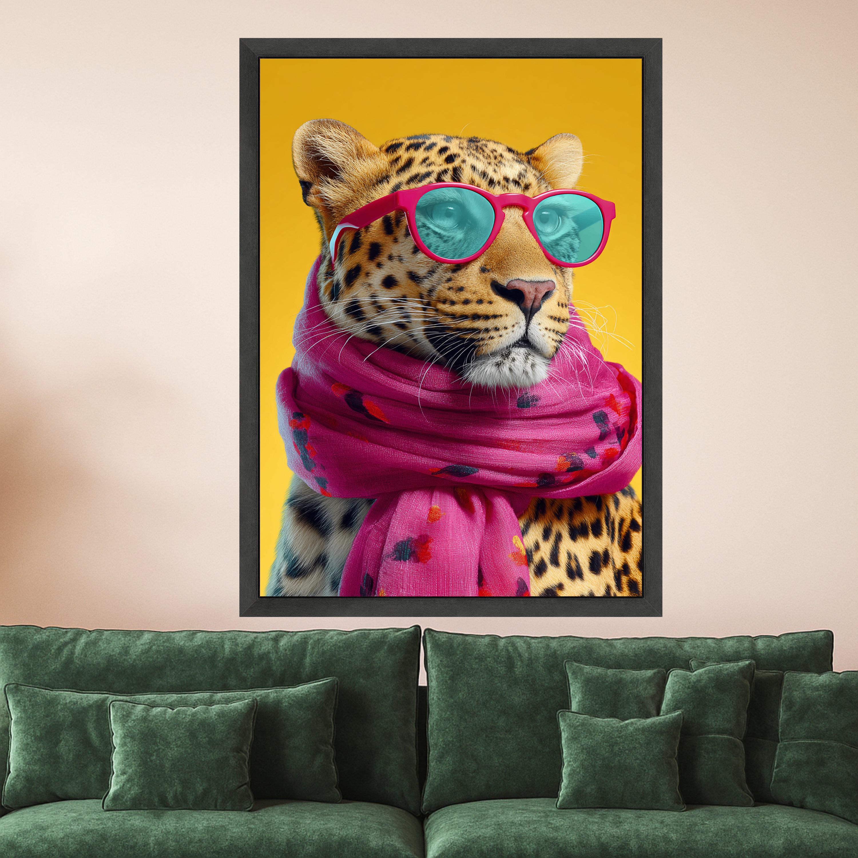Leopard Canvas Print – Funny Animal Wall Art, Cool Cat with Sunglasses, Bold Pop Art Wall Decor, Modern Wall Decoration, Ready to Hang