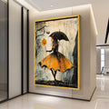 Halloween Girl Canvas Print – Whimsical Wall Art, Pumpkin Balloon Wall Decoration, Dark Wall Artwork, Ready to Hang Decor
