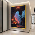 Ghost Canvas Print – Haunted House Wall Art, Halloween Wall Decoration, Spooky Wall Decor, Jack-o’-Lantern Art, Ready to Hang
