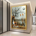 Halloween Canvas Print – Spooky Pumpkin Wall Art, Ghost Tree Wall Decoration, Fall Wall Decor, Ready to Hang Halloween Art