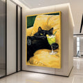Black Cat Cocktail Canvas Print – Funny Cat Wall Art, Wall Decor, Ready to Hang Wall Decoration