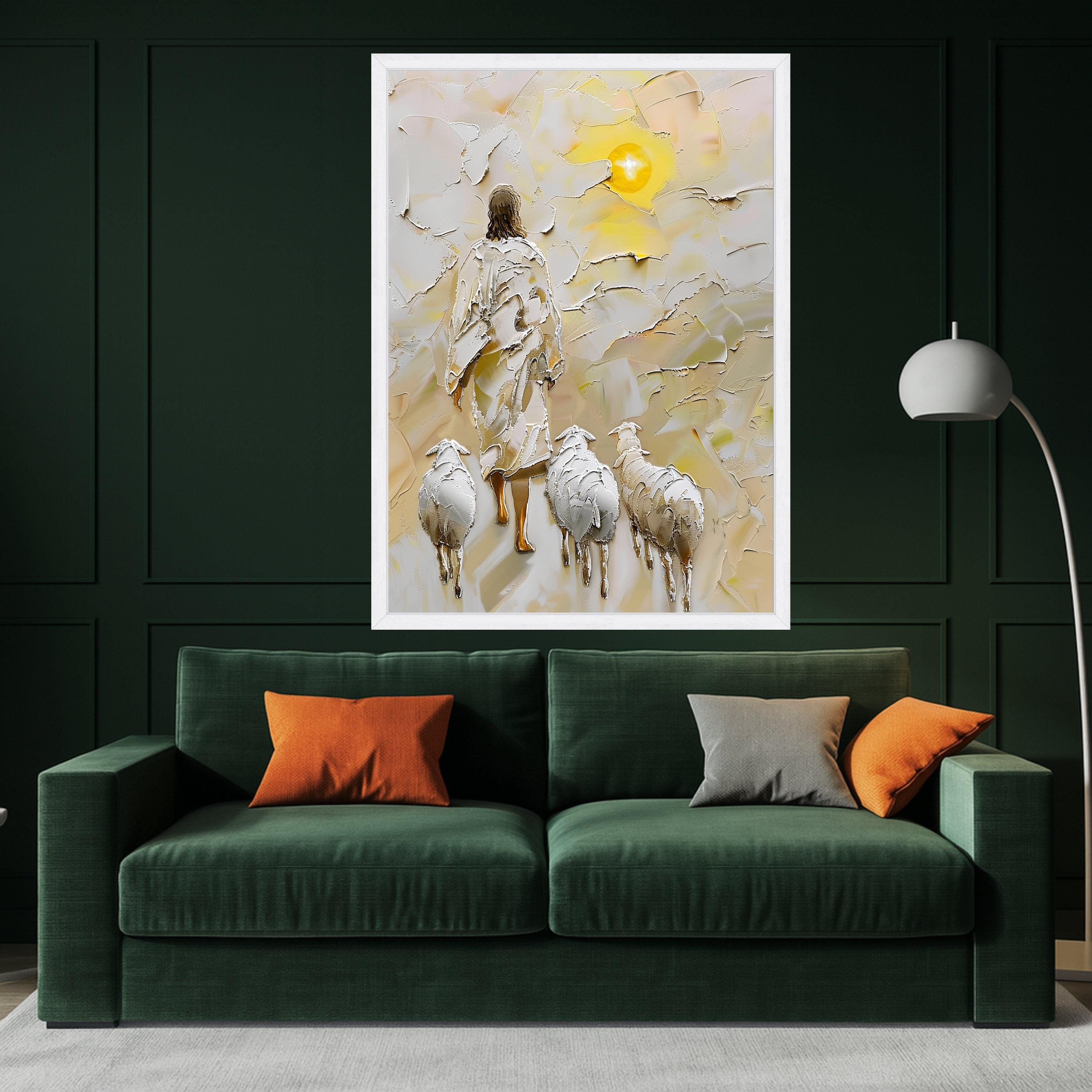 Jesus with Sheep Canvas Print – Christian Wall Art, Religious Wall Decoration, Inspirational Bible Verse Decor, Ready to Hang
