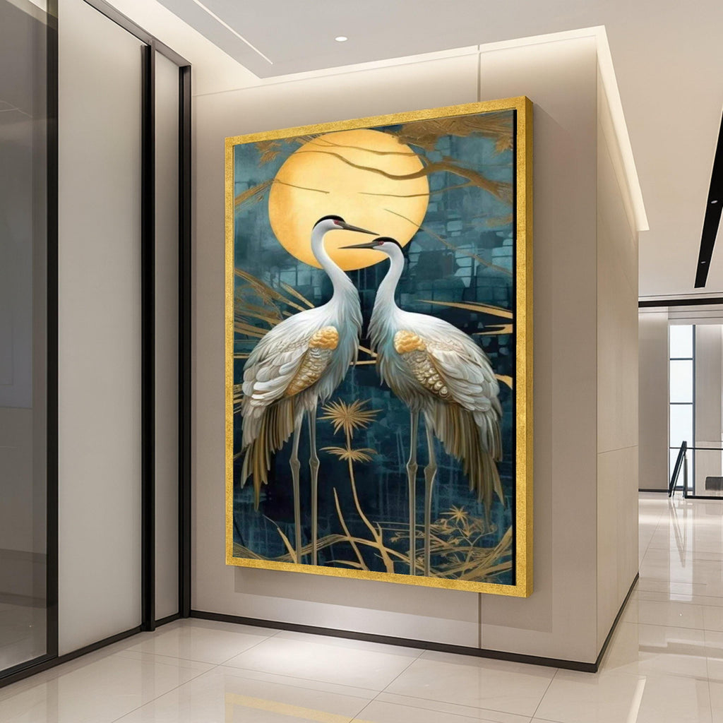 Cranes Canvas Wall Art – Elegant Wall Decor, Wall Art Ready to Hang