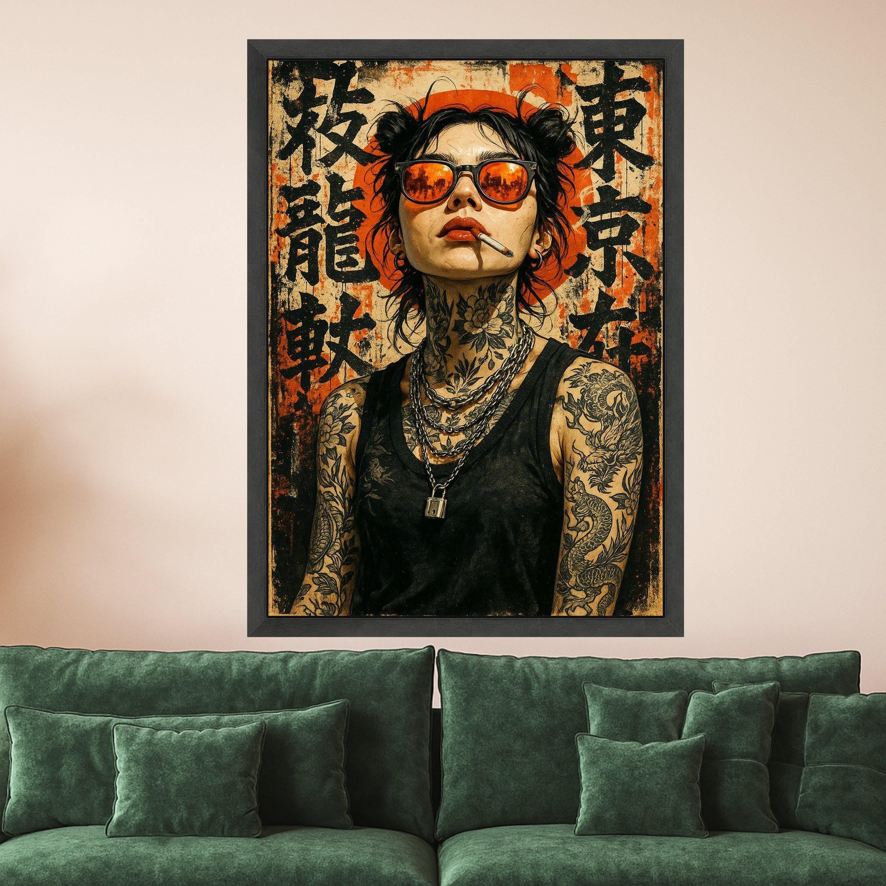 Tattooed Woman Canvas Print – Urban Street Art Wall Decor – Modern Edgy Wall Art Ready to Hang