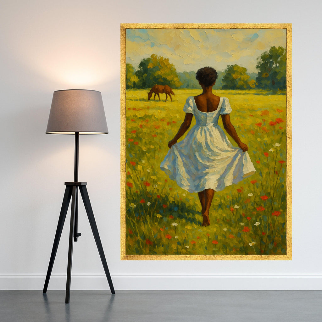 Woman in Meadow Canvas Print – Countryside Wall Art – Rustic Wall Decor – Nature Wall Decoration – Ready to Hang Farmhouse Style