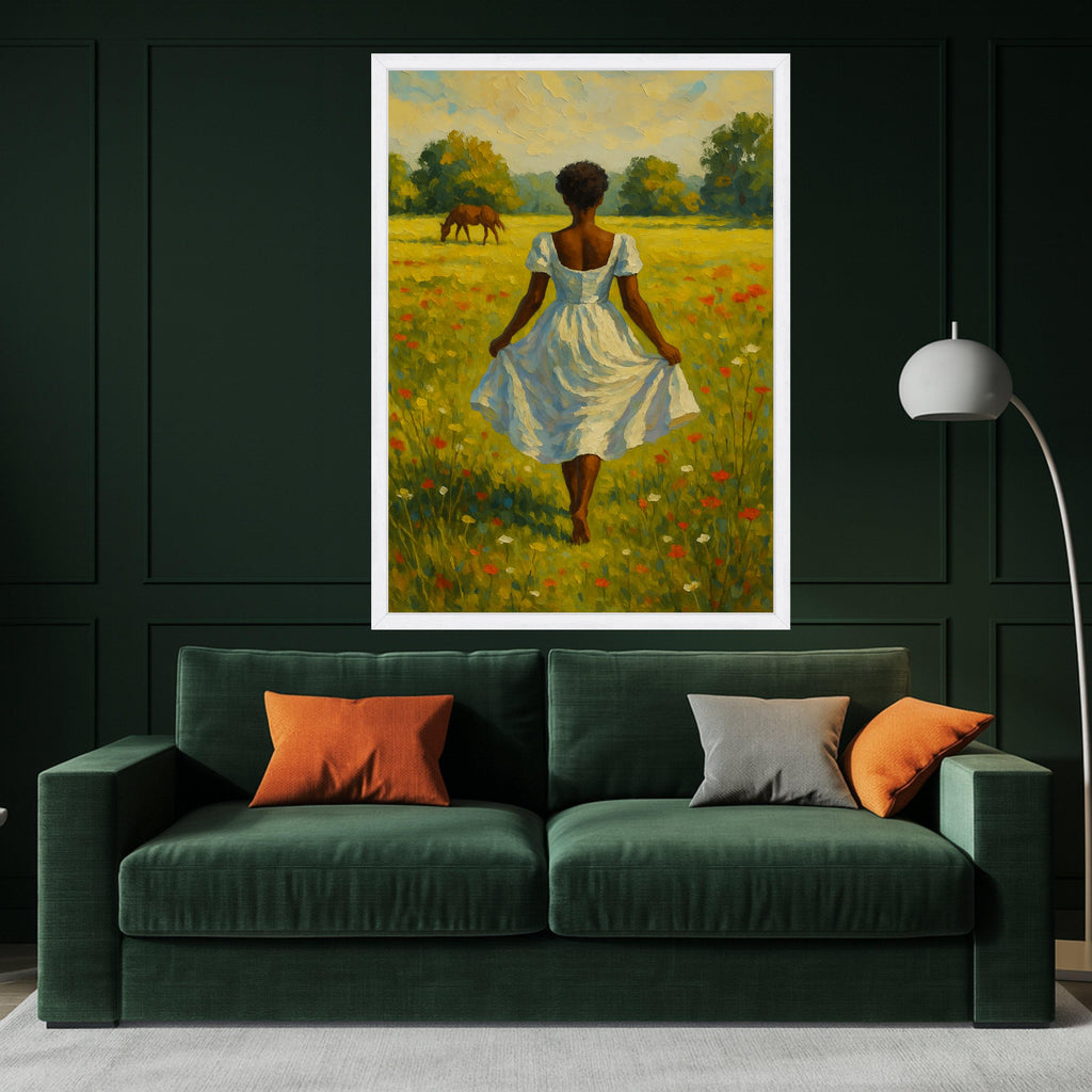 Woman in Meadow Canvas Print – Countryside Wall Art – Rustic Wall Decor – Nature Wall Decoration – Ready to Hang Farmhouse Style