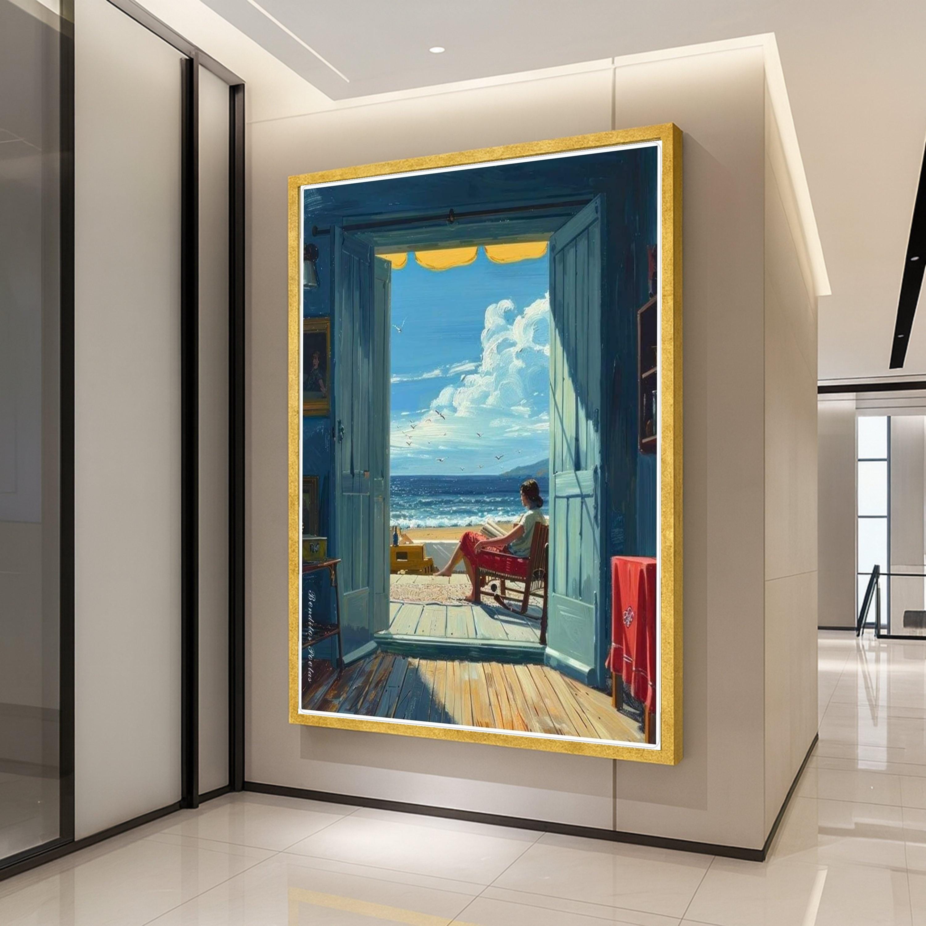 Beach View Canvas Print – Coastal Wall Art with Ocean Scene – Relaxing Seaside Wall Decor – Ready to Hang Summer Home Artwork