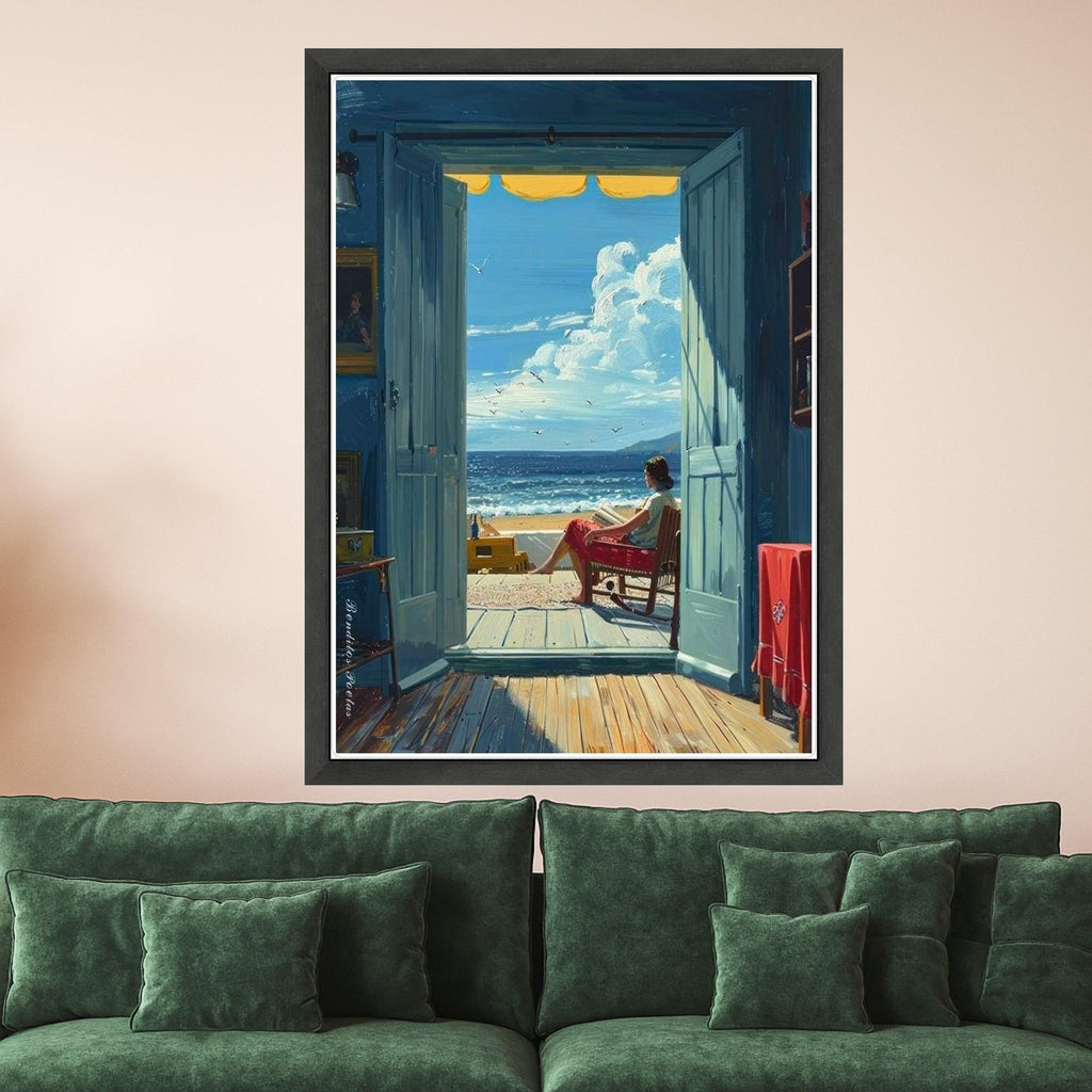 Beach View Canvas Print – Coastal Wall Art with Ocean Scene – Relaxing Seaside Wall Decor – Ready to Hang Summer Home Artwork