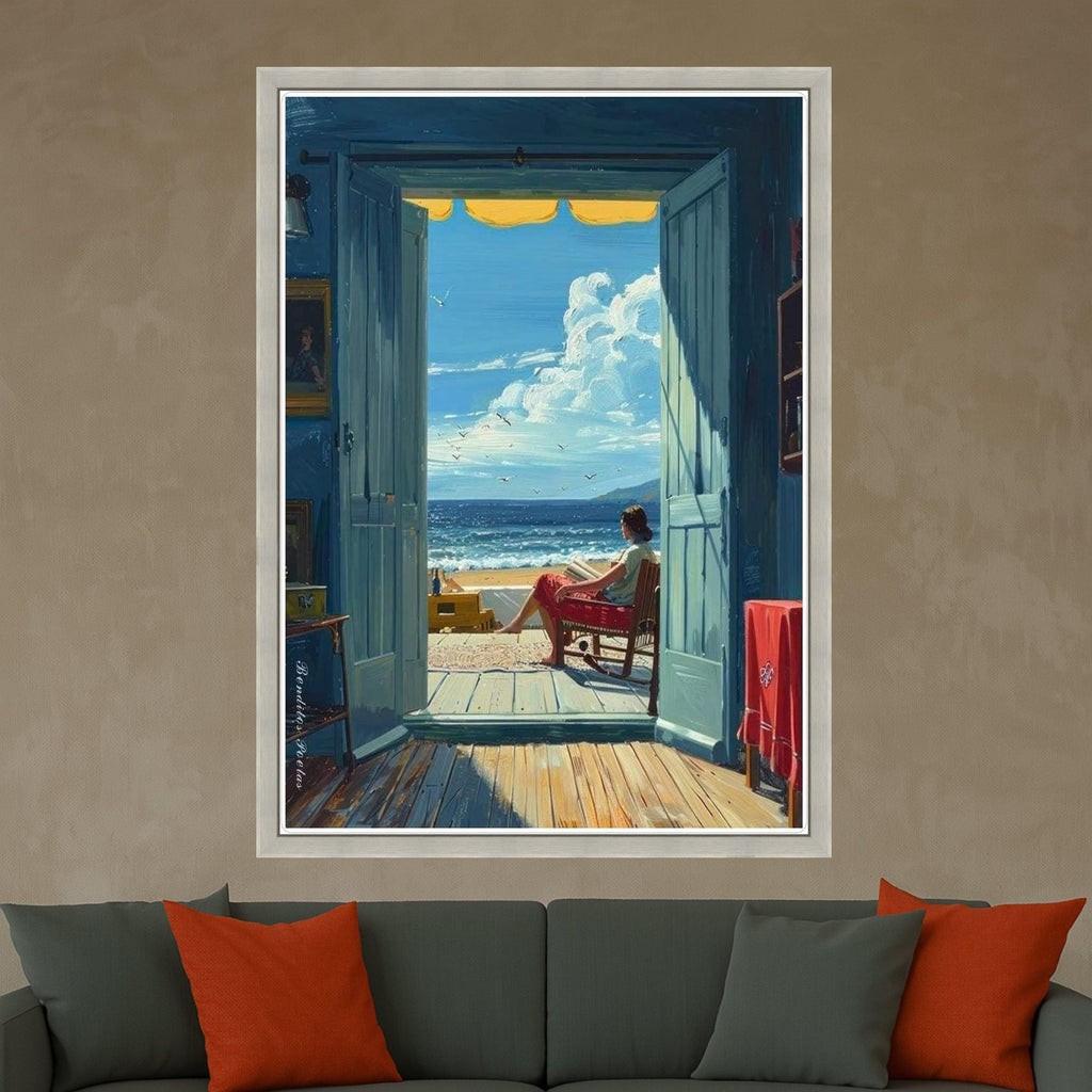 Beach View Canvas Print – Coastal Wall Art with Ocean Scene – Relaxing Seaside Wall Decor – Ready to Hang Summer Home Artwork