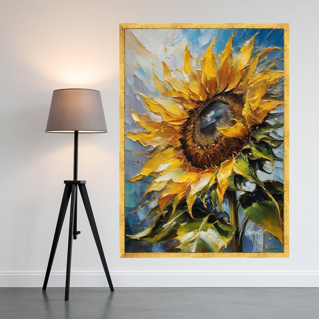 Vibrant Sunflower Canvas Wall Art, Yellow Floral Painting, Nature Decor, Botanical Canvas Print, Home Living Room Decoration Ready To Hang
