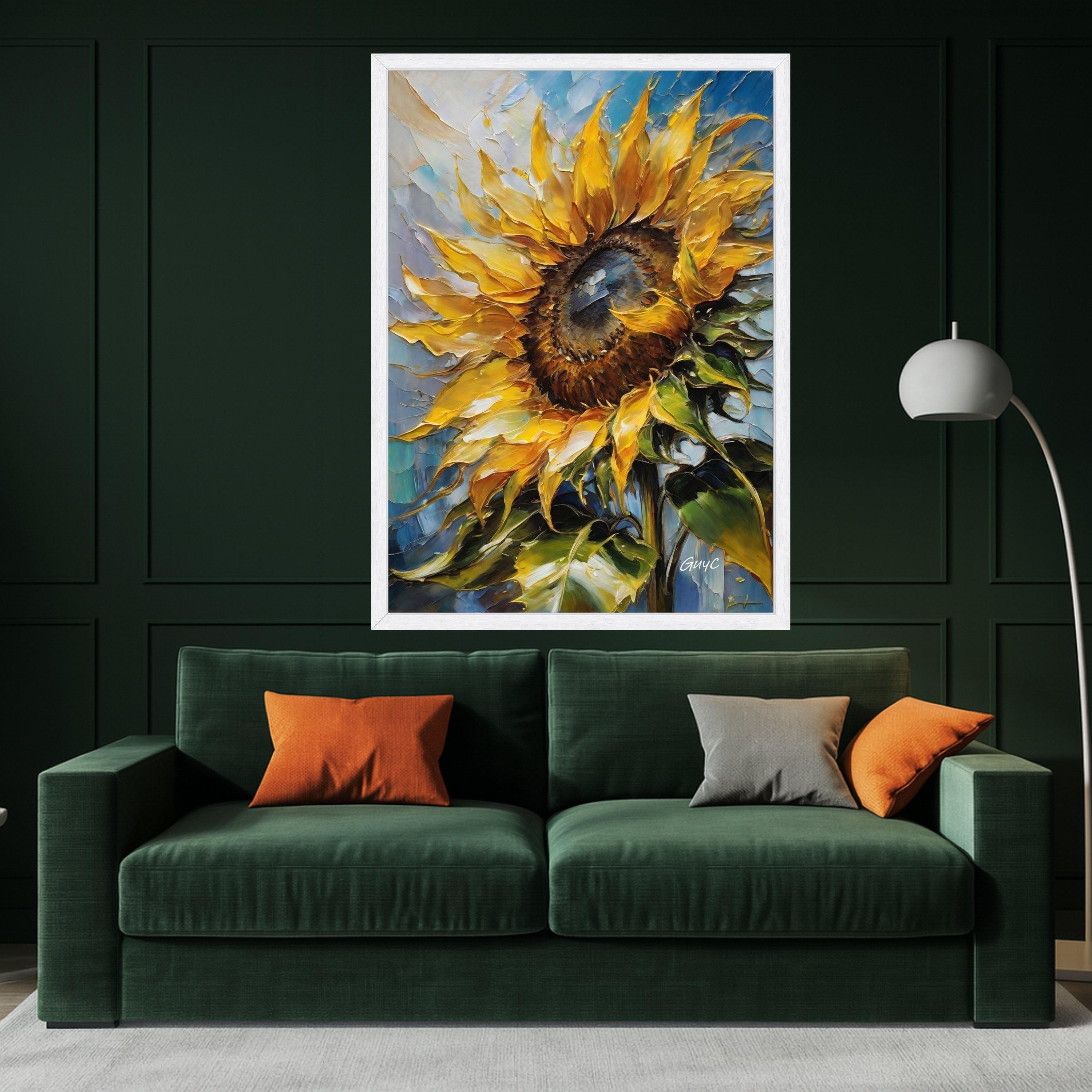 Vibrant Sunflower Canvas Wall Art, Yellow Floral Painting, Nature Decor, Botanical Canvas Print, Home Living Room Decoration Ready To Hang