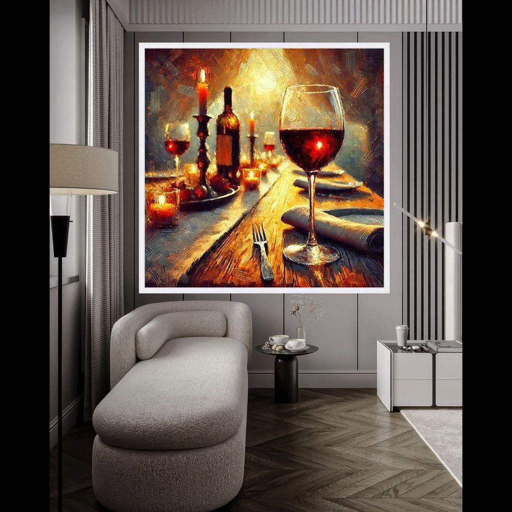 Wine Canvas Print Wall Decoration – Romantic Dining Wall Art Ready to Hang Wall Decor