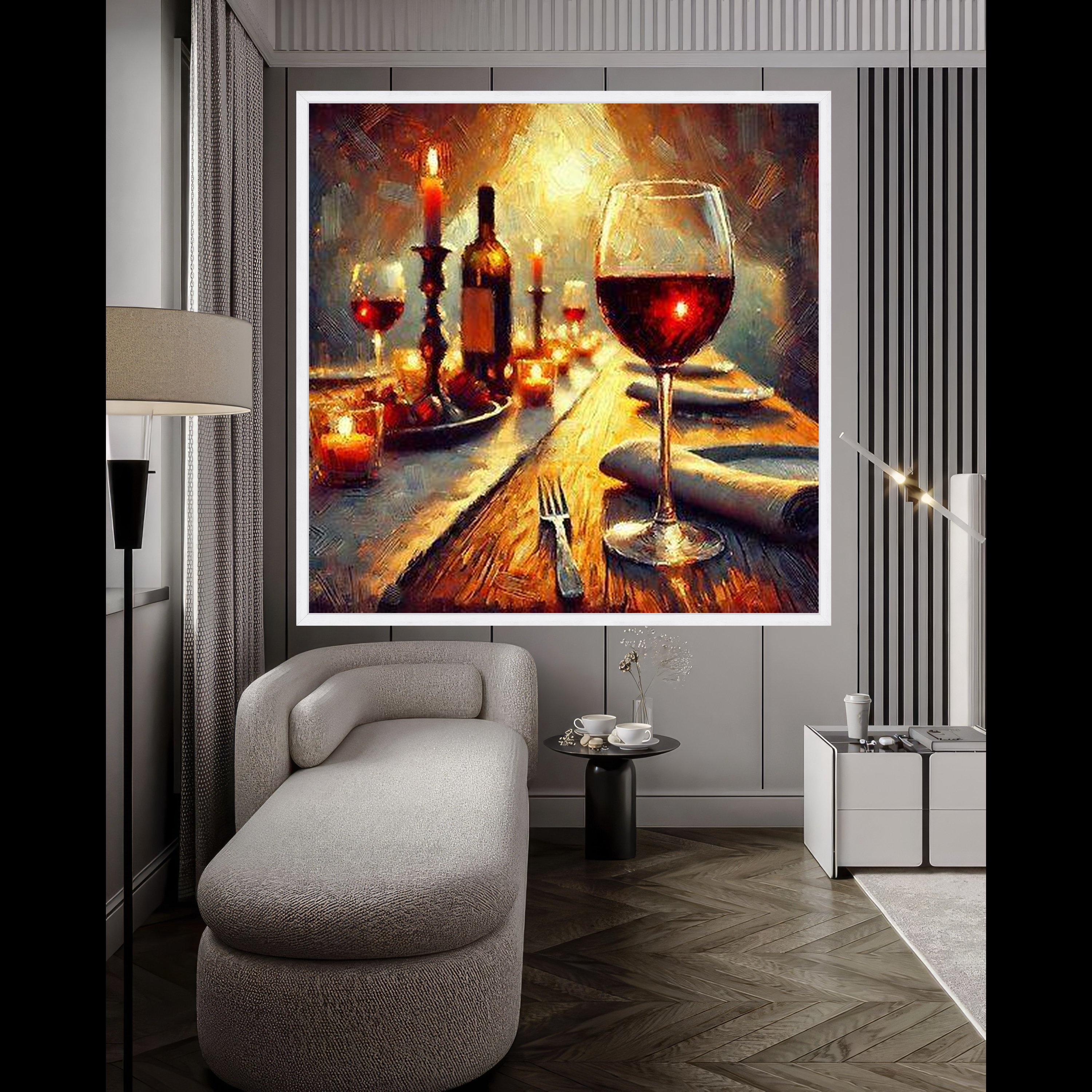Wine Canvas Print Wall Decoration – Romantic Dining Wall Art Ready to Hang Wall Decor