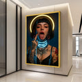 Neon Portrait Canvas Print – Cyberpunk Wall Art – Edgy Wall Decoration – Urban Wall Decor – Ready to Hang Modern Artwork