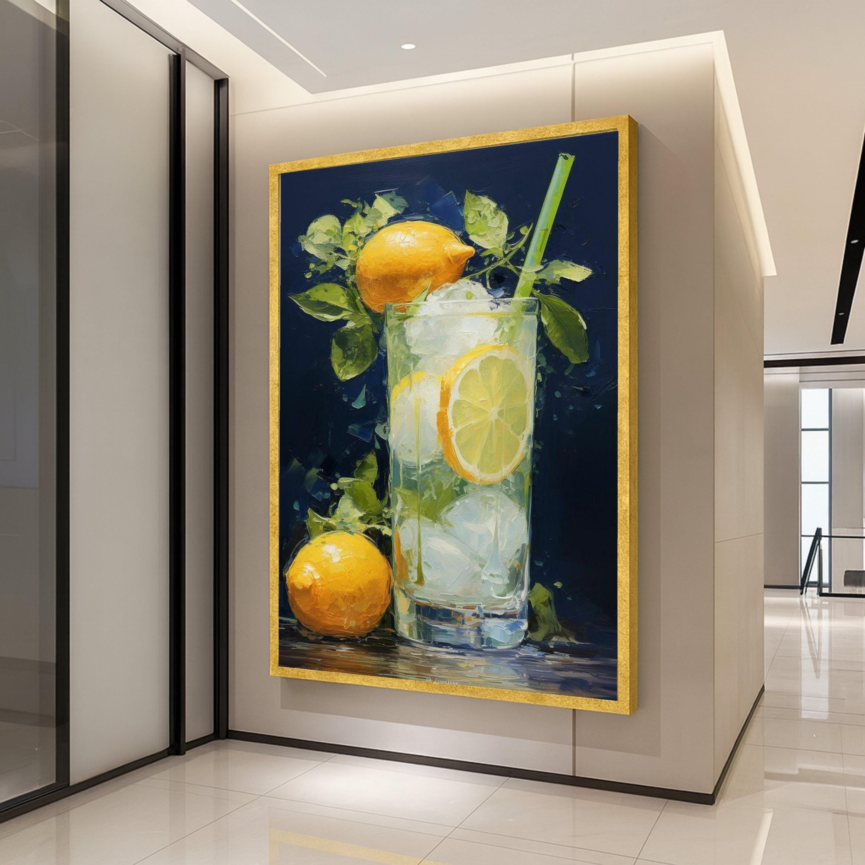 Lemon Drink Canvas Print – Refreshing Citrus Still Life Wall Art – Kitchen Wall Decor Ready to Hang