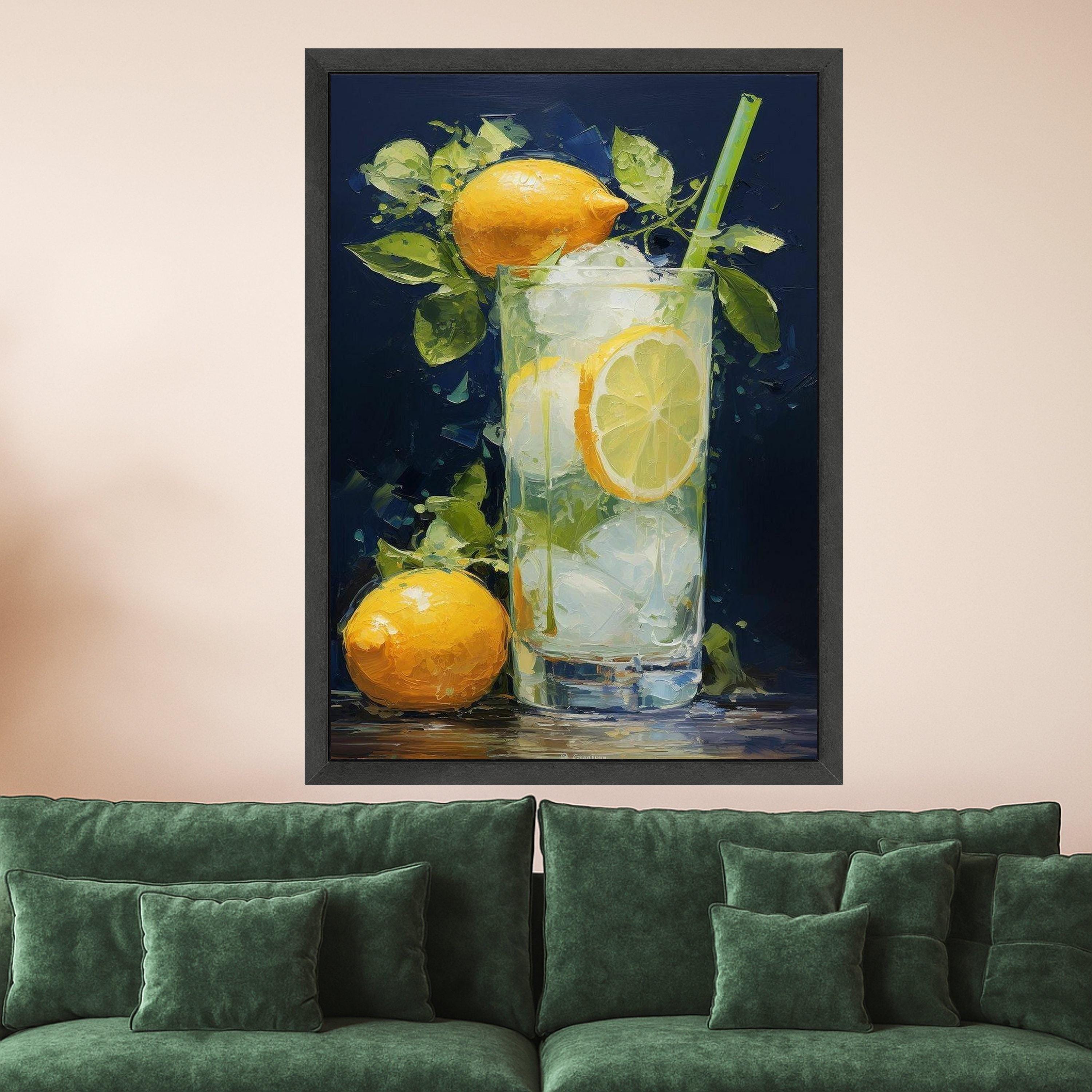 Lemon Drink Canvas Print – Refreshing Citrus Still Life Wall Art – Kitchen Wall Decor Ready to Hang