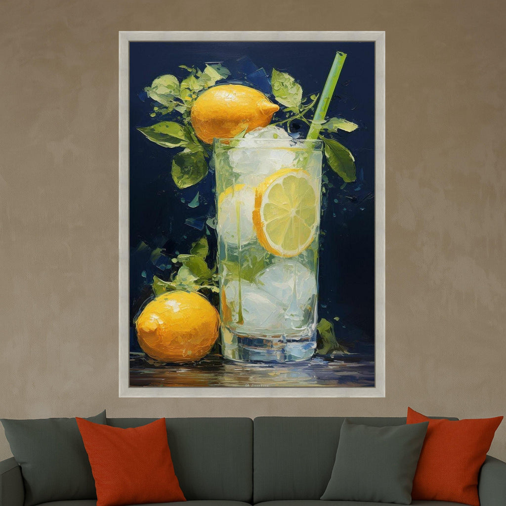 Lemon Drink Canvas Print – Refreshing Citrus Still Life Wall Art – Kitchen Wall Decor Ready to Hang