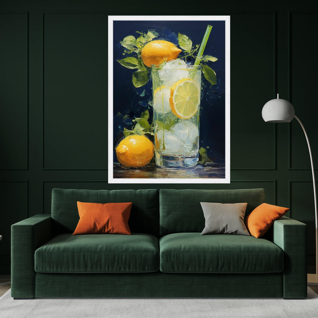 Lemon Drink Canvas Print – Refreshing Citrus Still Life Wall Art – Kitchen Wall Decor Ready to Hang