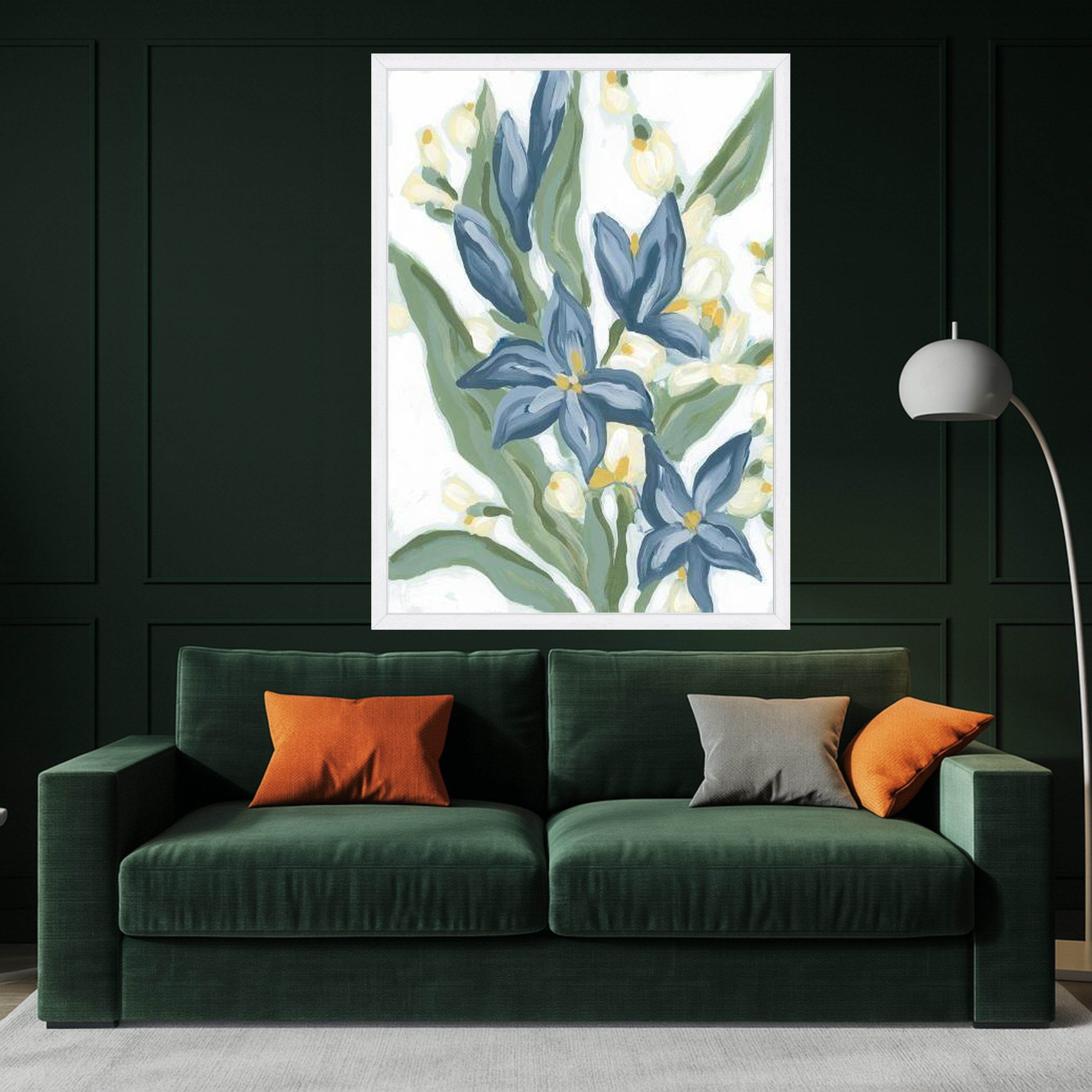 Blue Floral Canvas Wall Art, Abstract Flower Painting, Botanical Home Decor, Nature Inspired Canvas, Modern Wall Art Design, Ready To Hang,